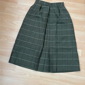 Vintage White Stag Plaid Pure Virgin Wool Skirt - 1970s
